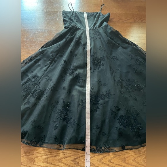 Alex Evenings Black Floral Mesh Overlay A Line Tulle Dress 10 Whimsigoth Formal - Picture 10 of 10